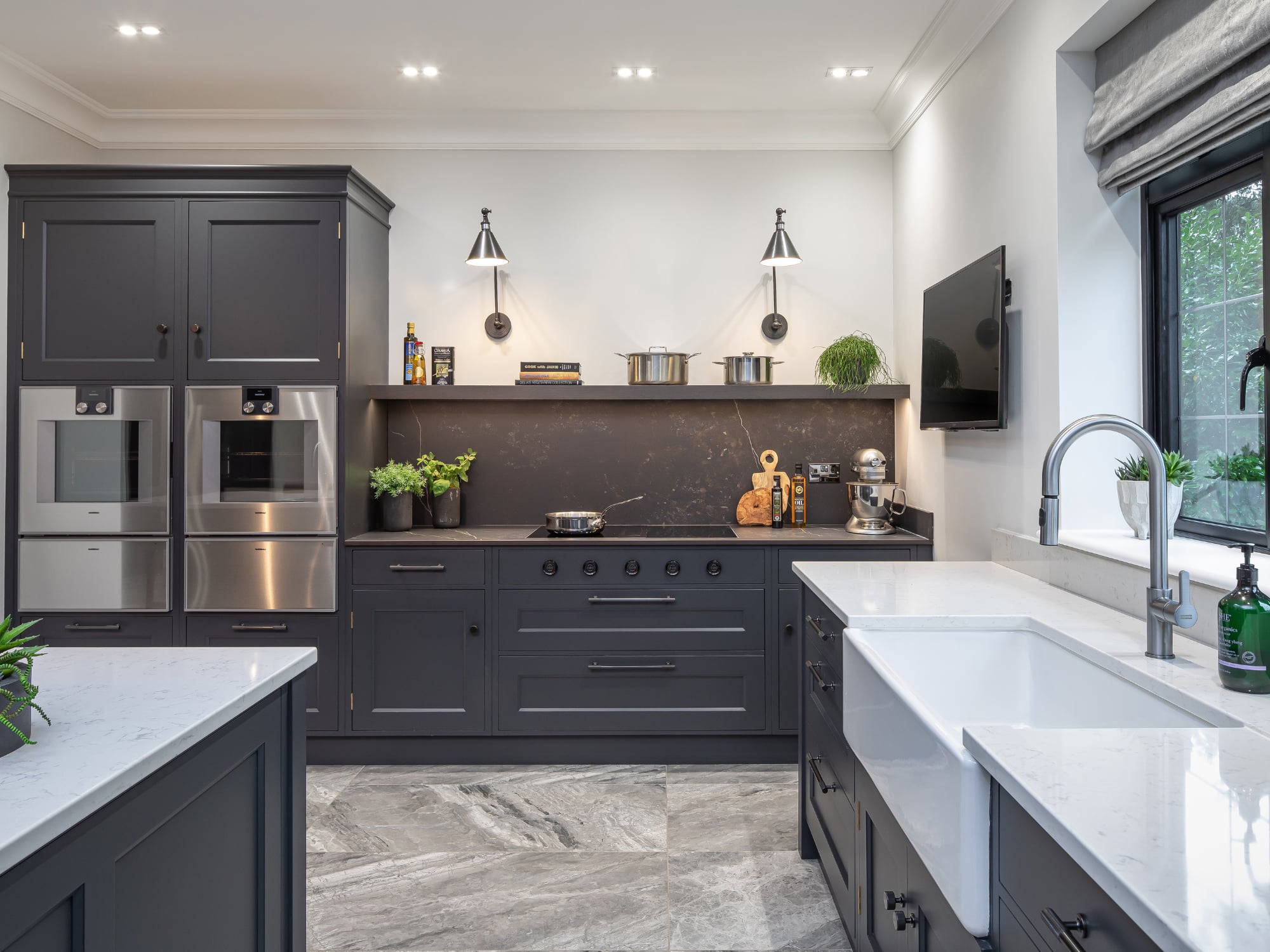 Grey painted prep dirty kitchen